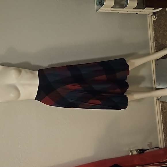 VTG PRESTIGE OF BOSTON Rainbow Check Accordian Pleated Land Girl Wool Skirt - Picture 2 of 8